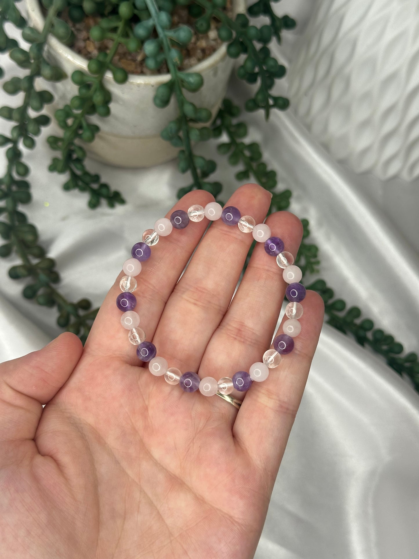 Amethyst, Clear Quartz and Rose Quartz Bracelets - 6MM