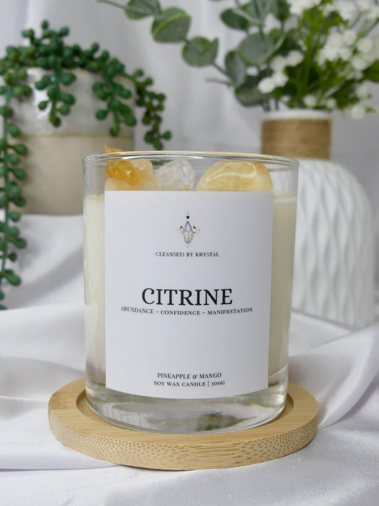 Citrine Crystal Candle (Pineapple Mango)