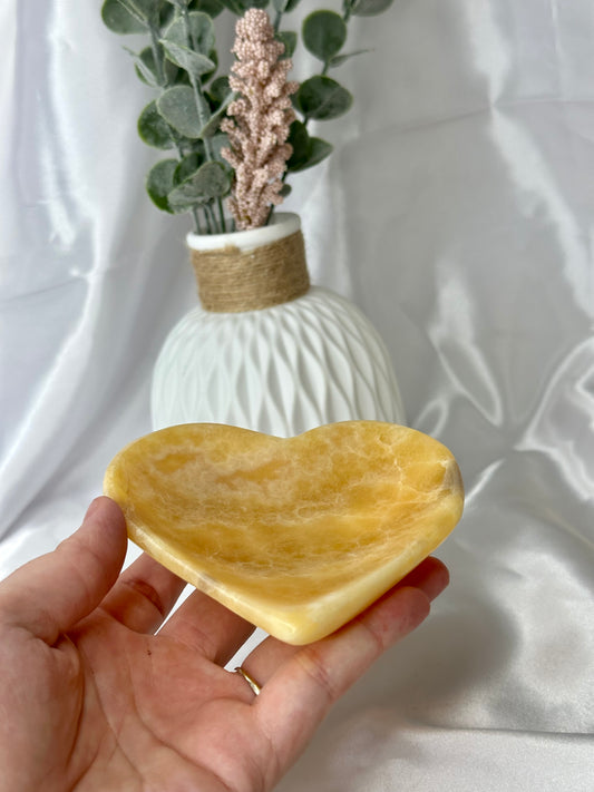 Mango Calcite Heart Bowl