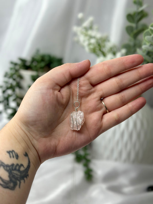 Rose Quartz Wire Wrapped Necklace