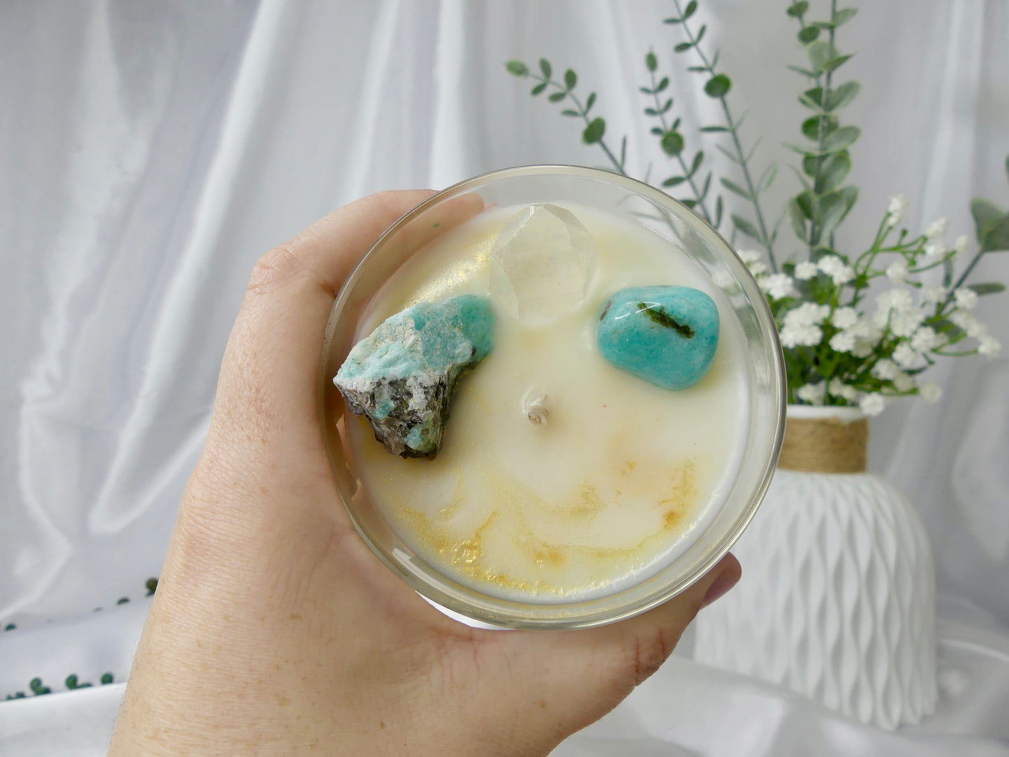 Amazonite Crystal Candle (Lilac)