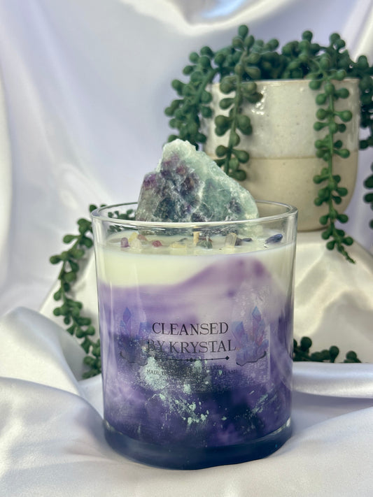 Rainbow Fluorite Crystal Candle