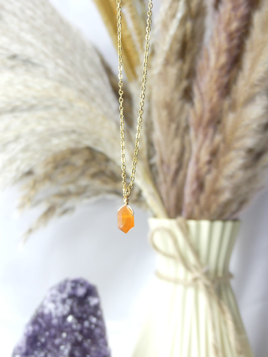 Carnelian - Gold Mini Point Necklace