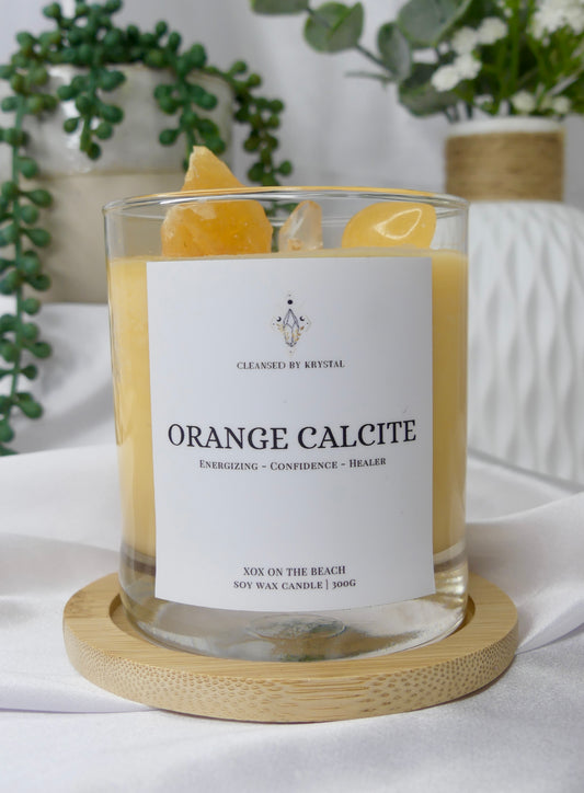 Orange Calcite Crystal Candle (XOX On The Beach)