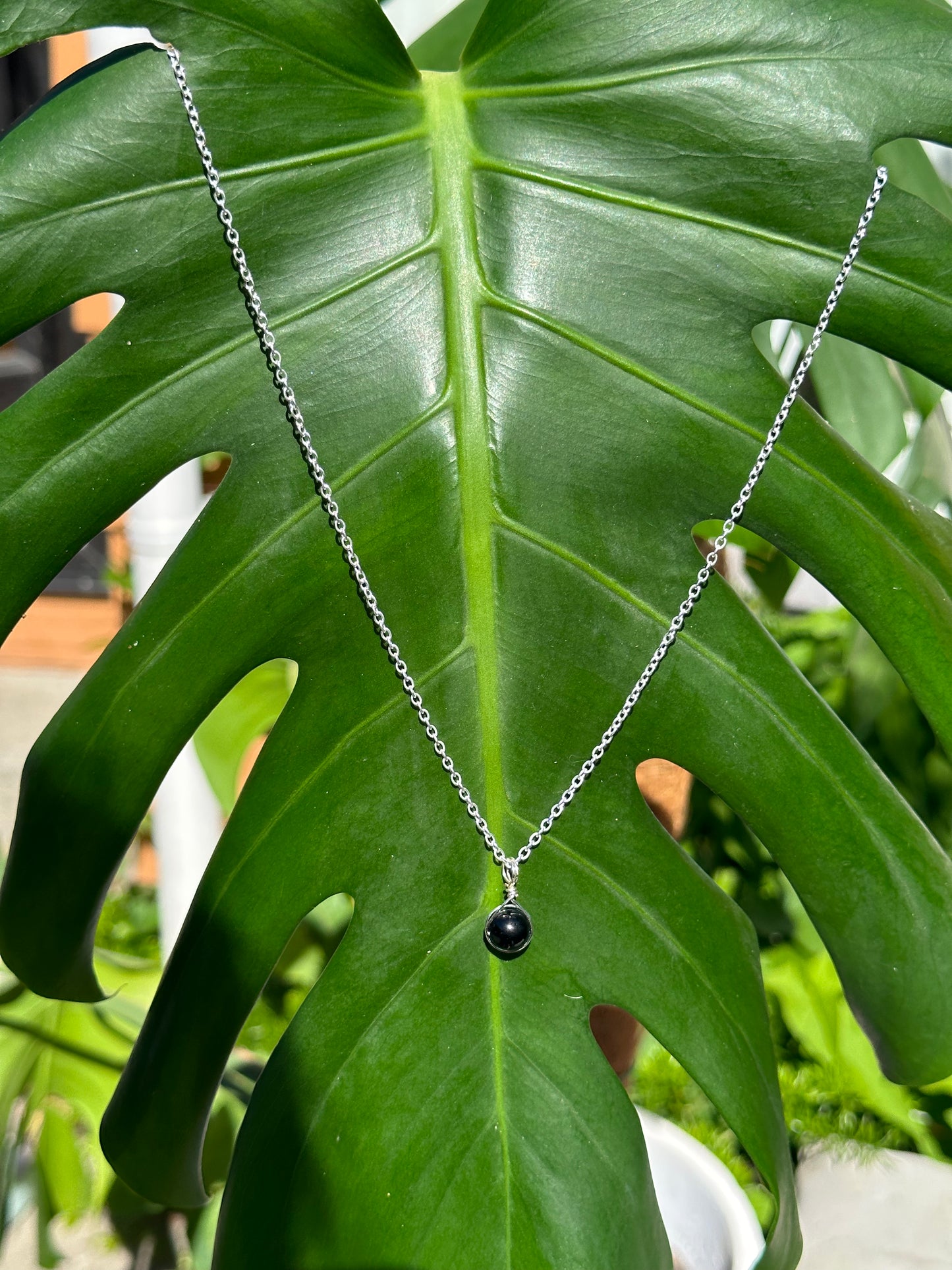 Black Tourmaline Silver Necklace