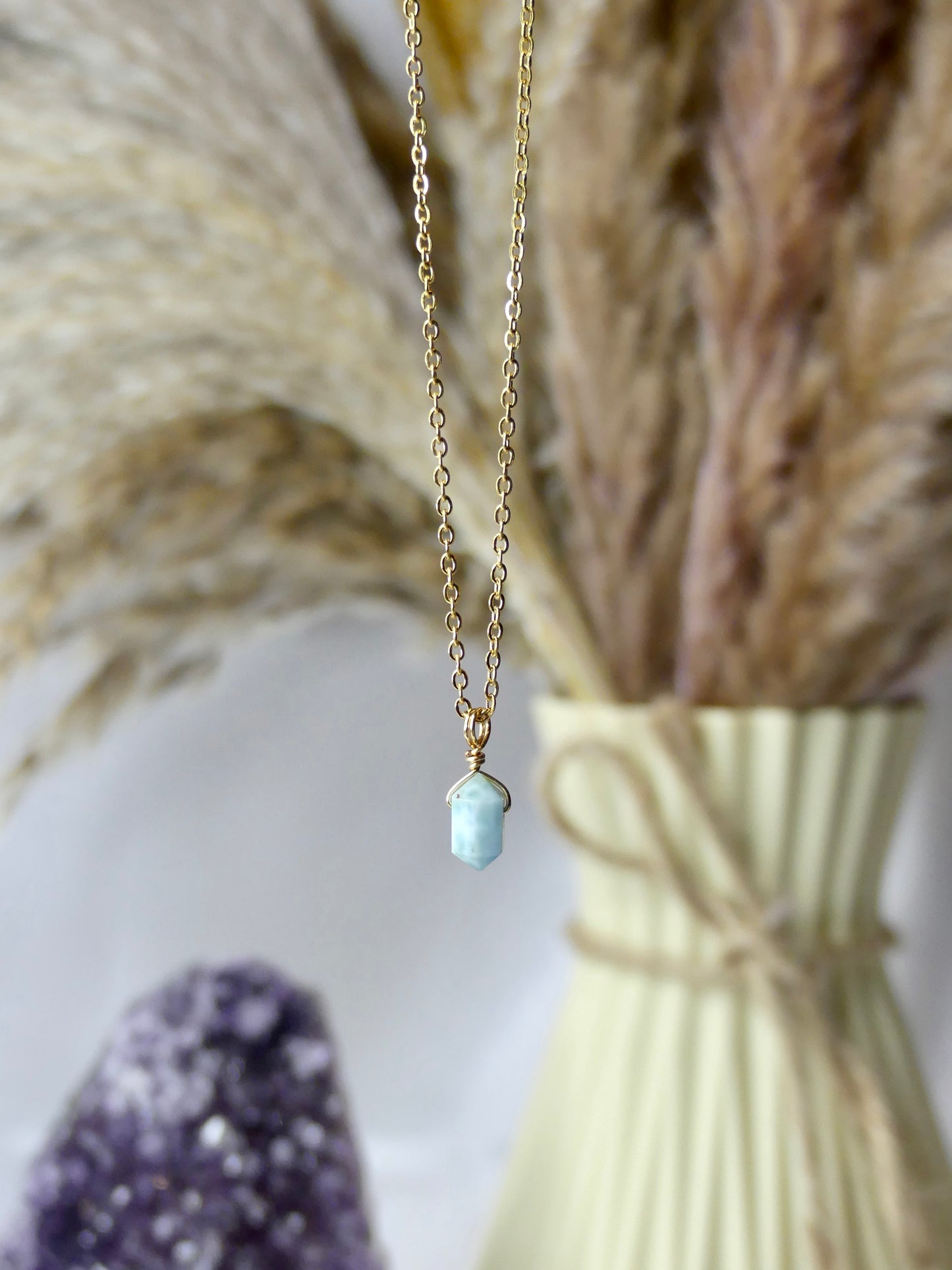 Larimar - Gold Mini Point Necklace