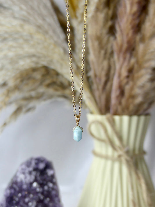 Larimar - Gold Mini Point Necklace