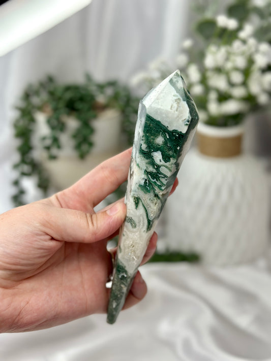 Moss Agate Wand