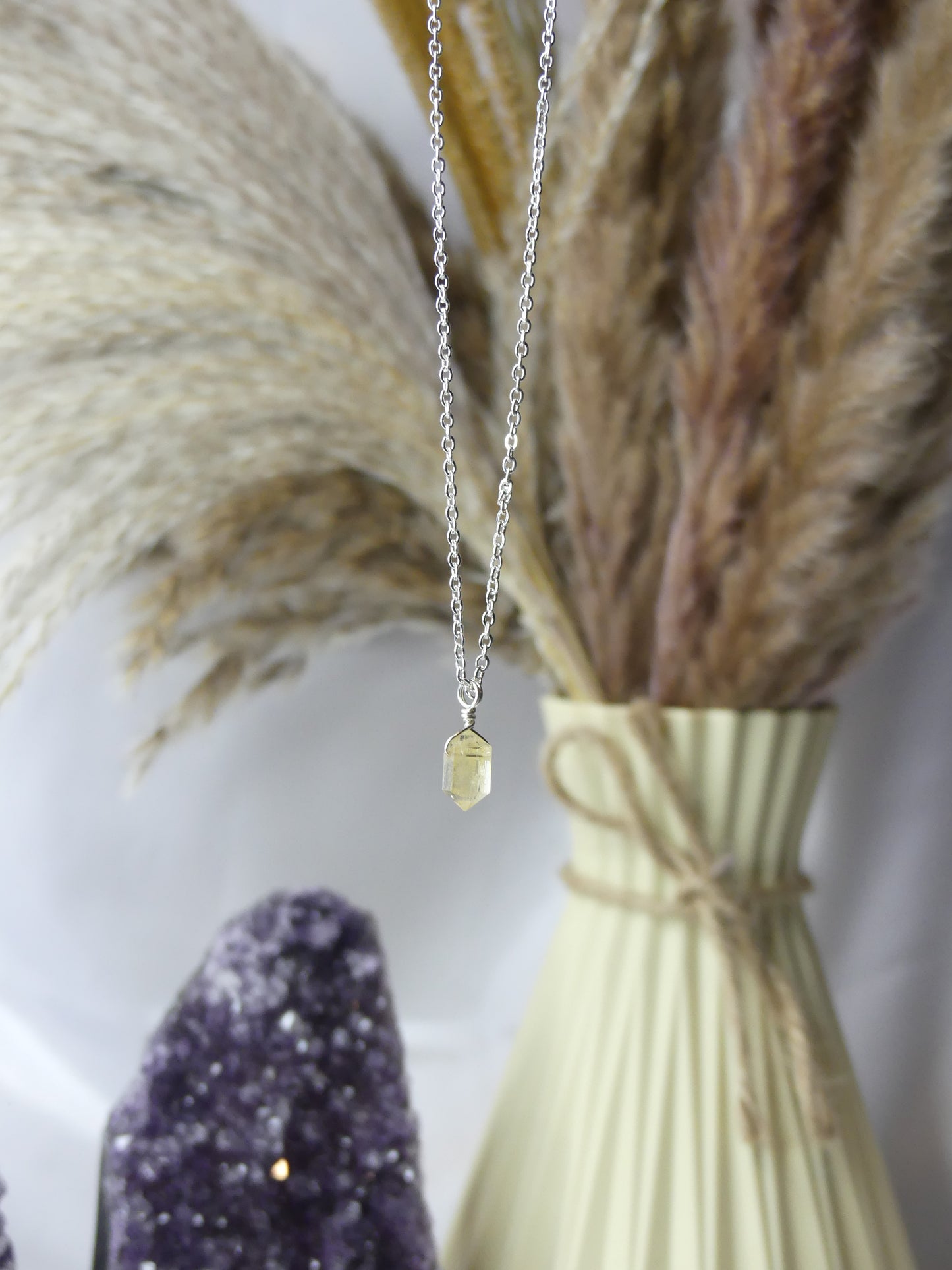 Citrine - Silver Mini Point Necklace