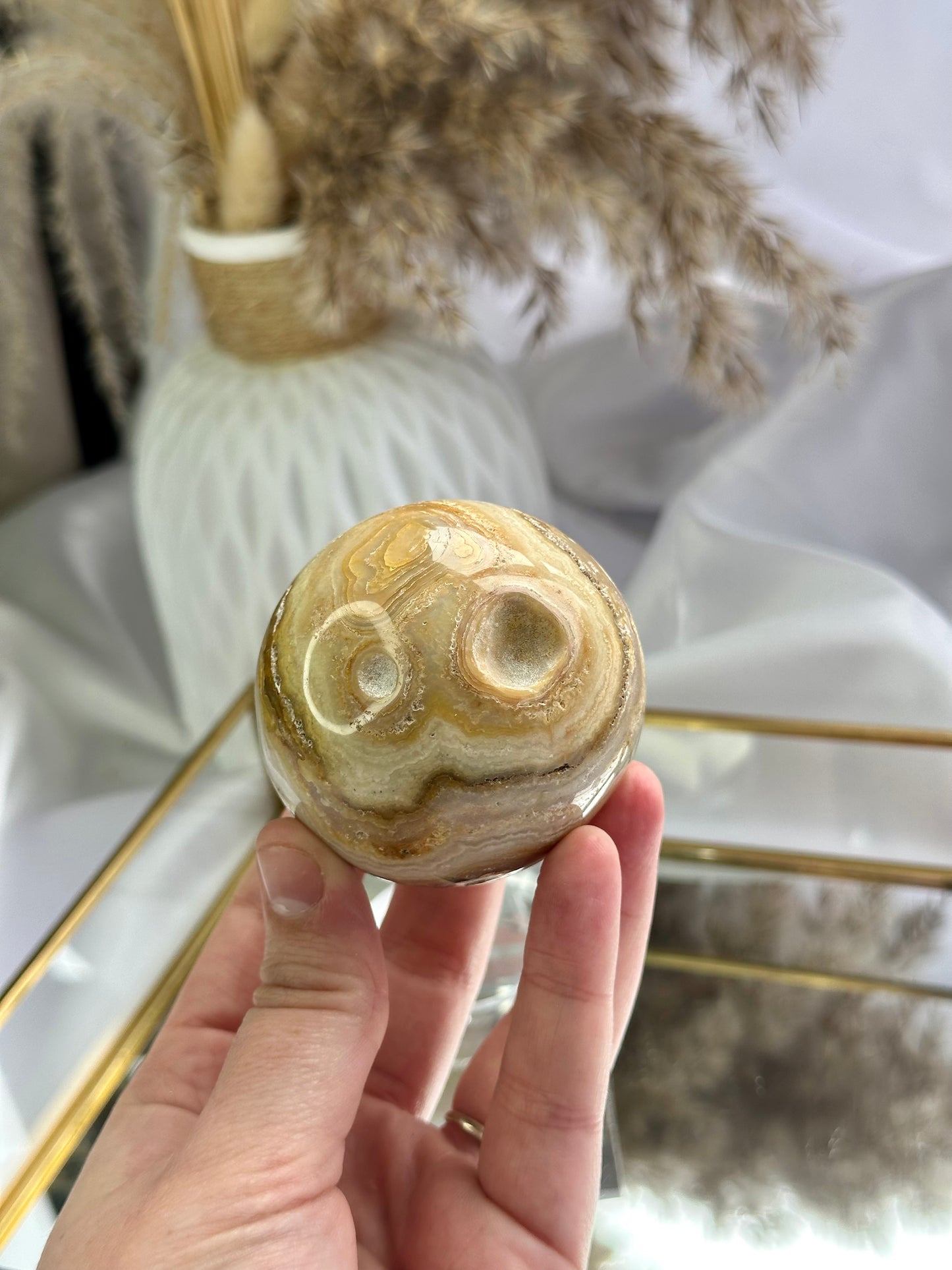 Yellow Crazy Lace Agate Sphere