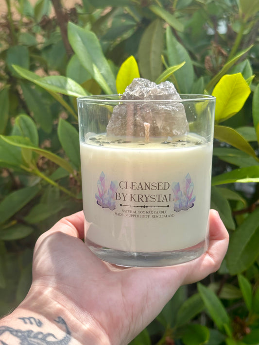 Smokey Quartz Crystal Candle