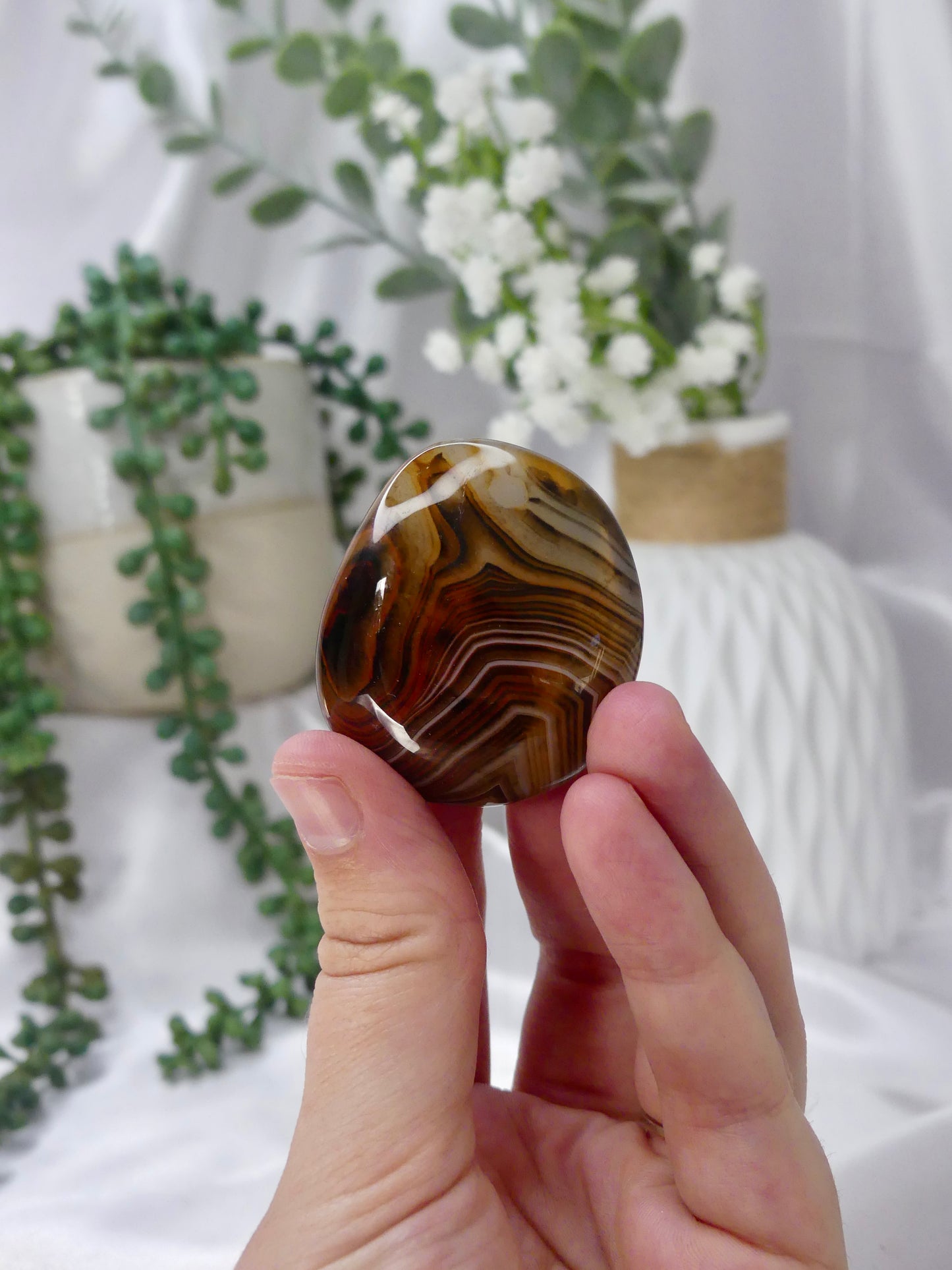 Silk Agate Palm Stone