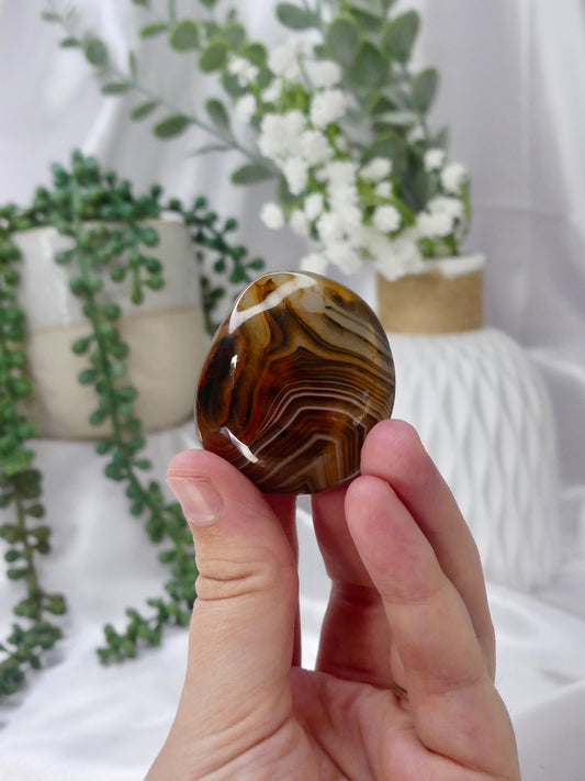 Silk Agate Palm Stone