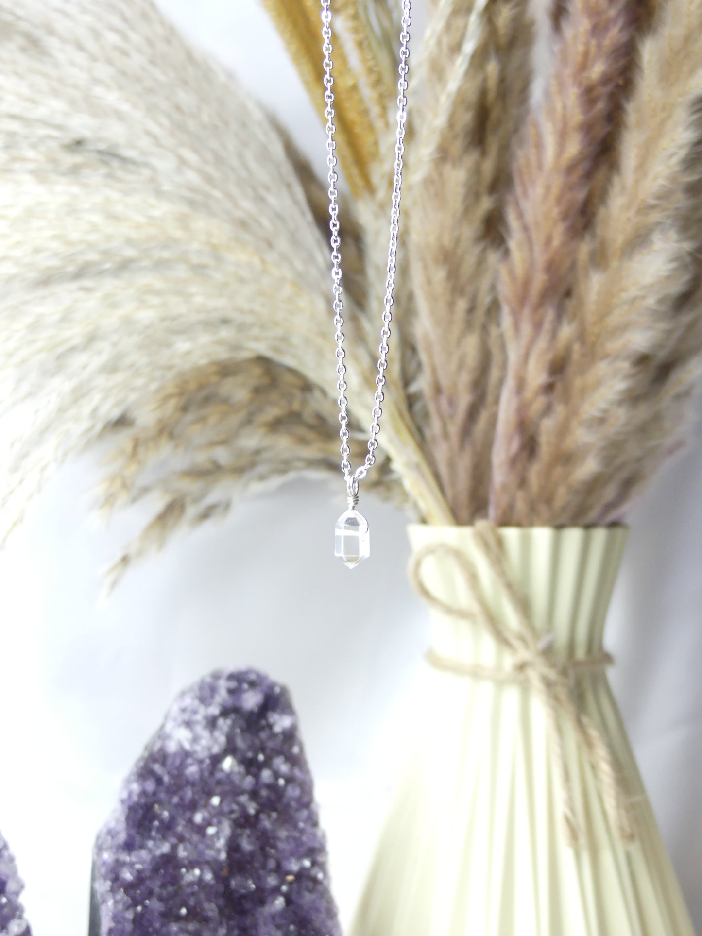 Clear Quartz - Silver Mini Point Necklace