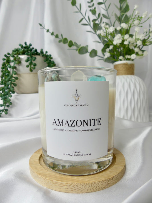 Amazonite Crystal Candle (Lilac)