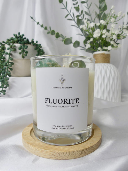 Fluorite Crystal Candle (Vanilla Lavender)