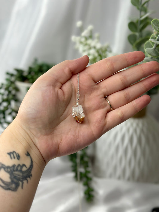 Citrine Wire Wrapped Necklace