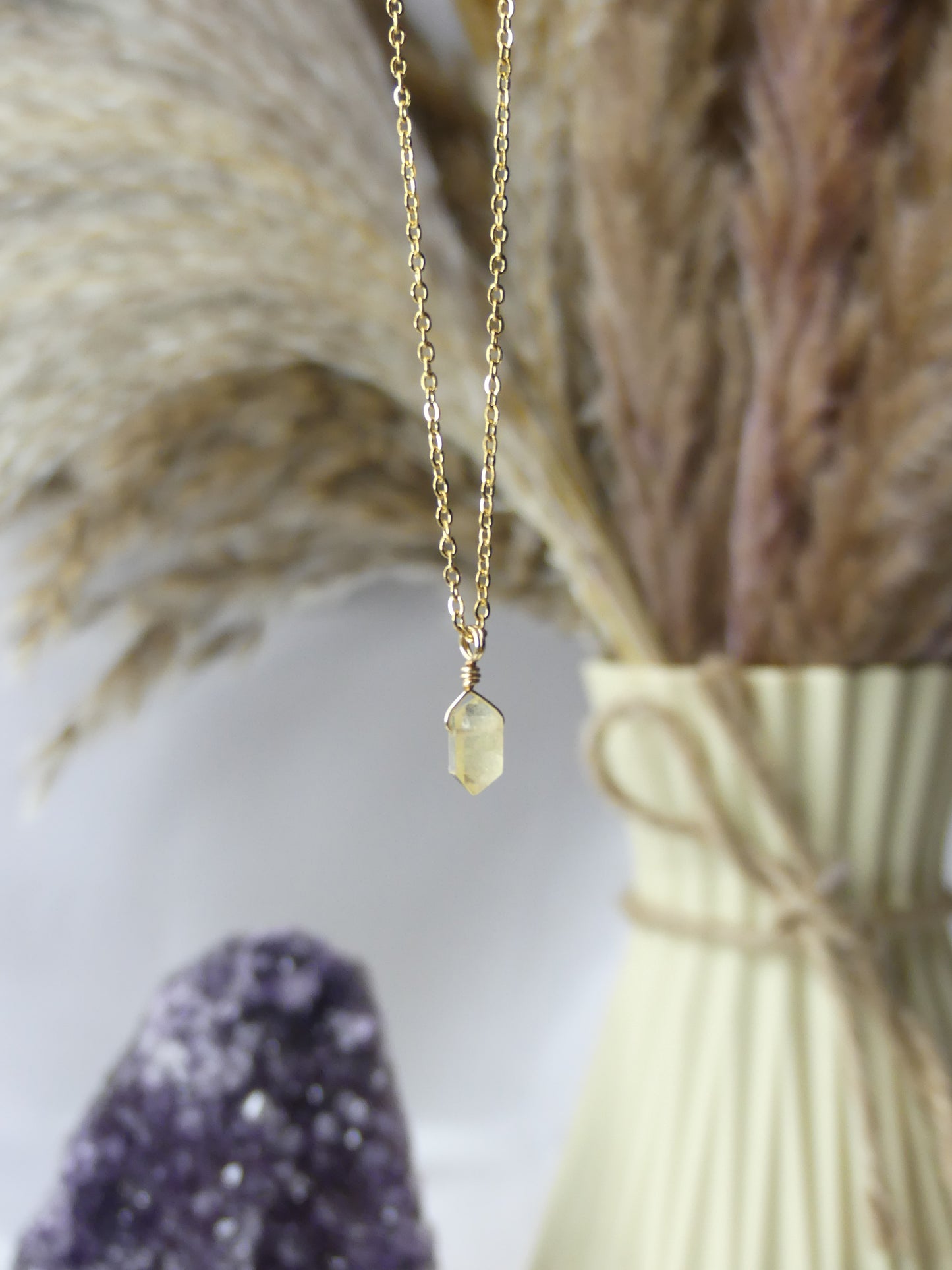 Citrine - Gold Mini Point Necklace