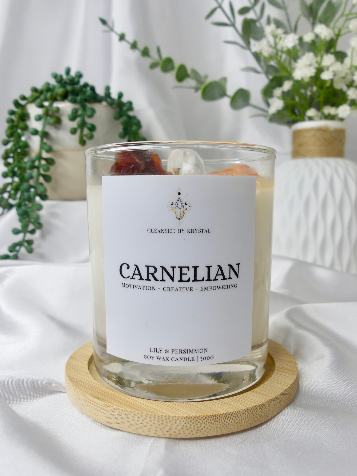 Carnelian Crystal Candle (Lily & Persimmon)