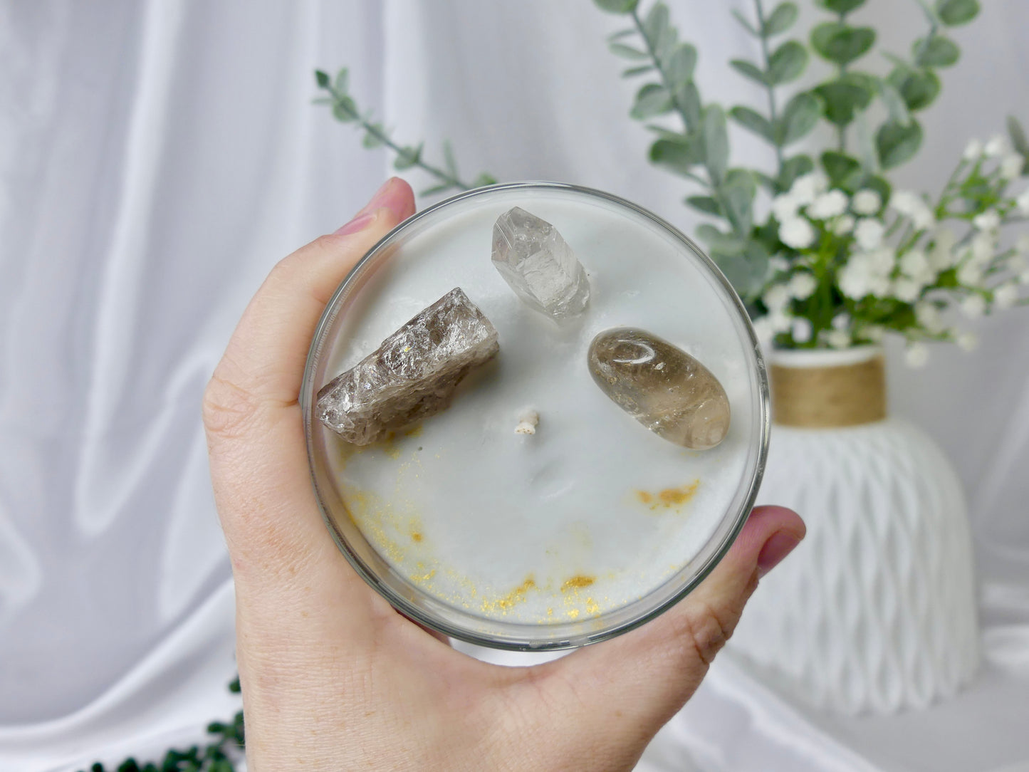 Smokey Quartz Crystal Candle (Indian Sandalwood)