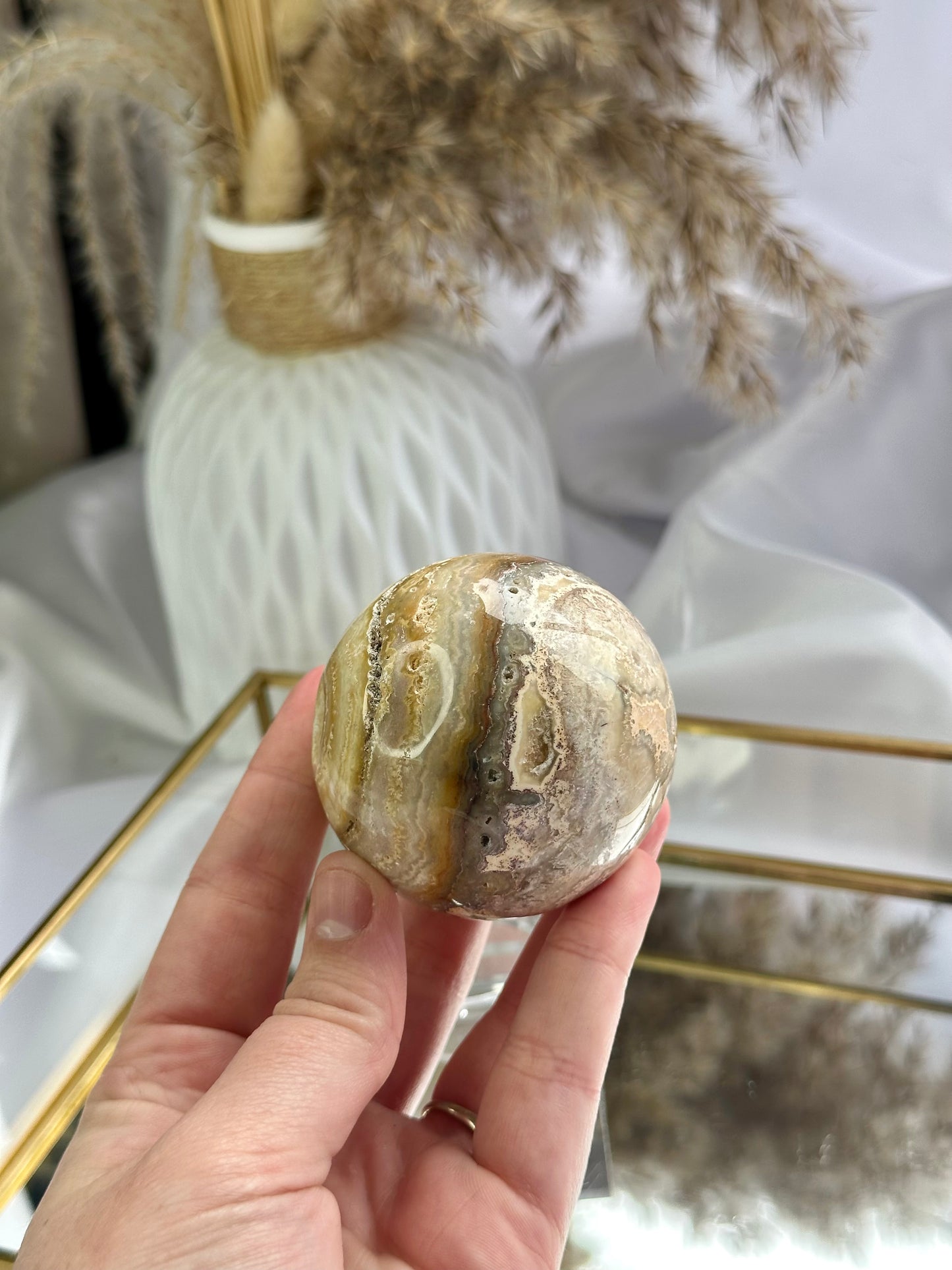 Yellow Crazy Lace Agate Sphere