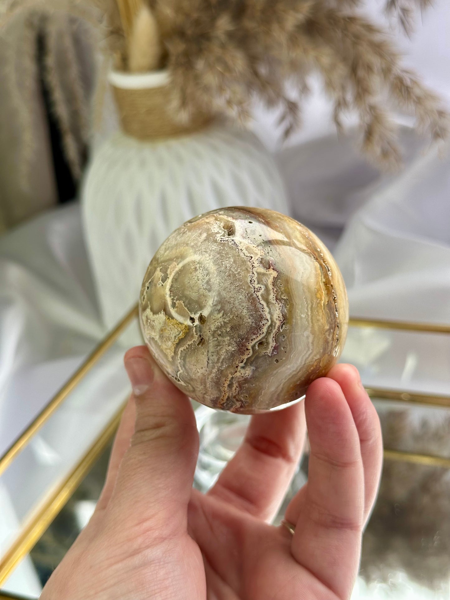 Yellow Crazy Lace Agate Sphere