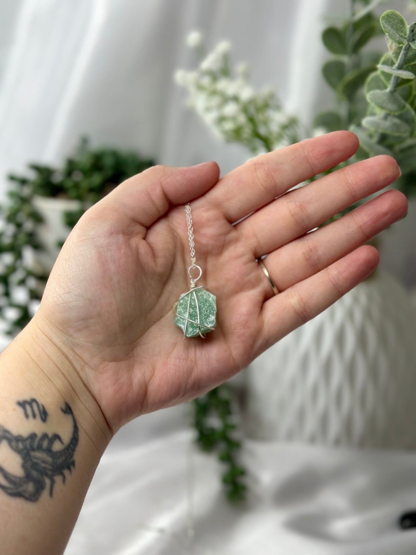 Green Aventurine Wire Wrapped Necklace