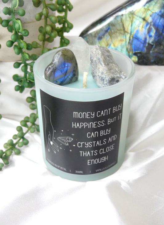 Money Can’t Buy Happiness Crystal Candle