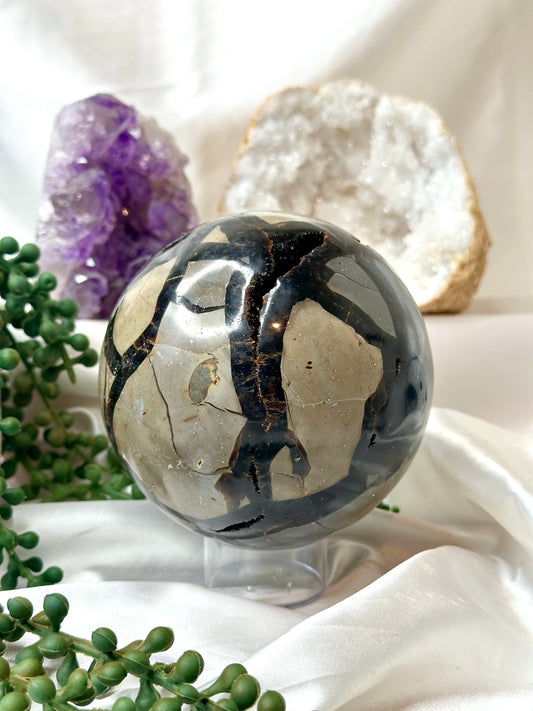 Black Septarian Sphere