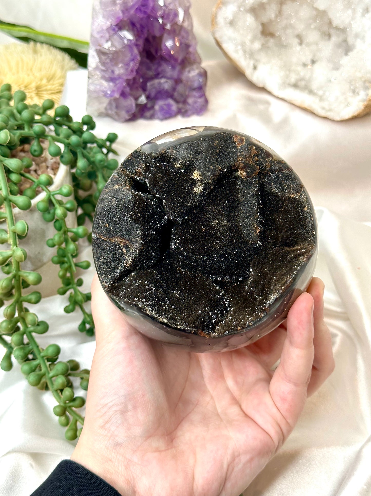 Black Septarian Sphere