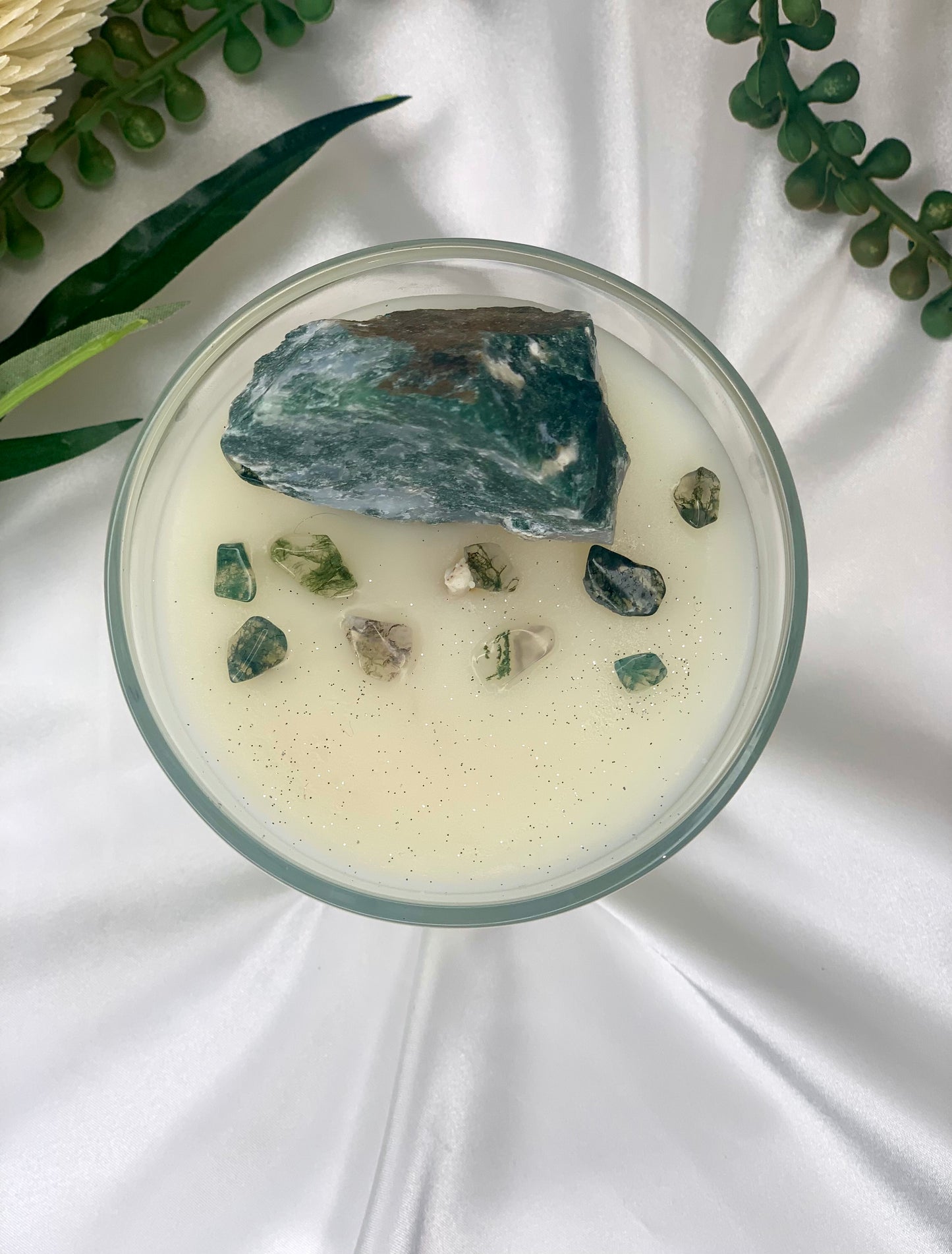 Tree Agate Crystal Candle