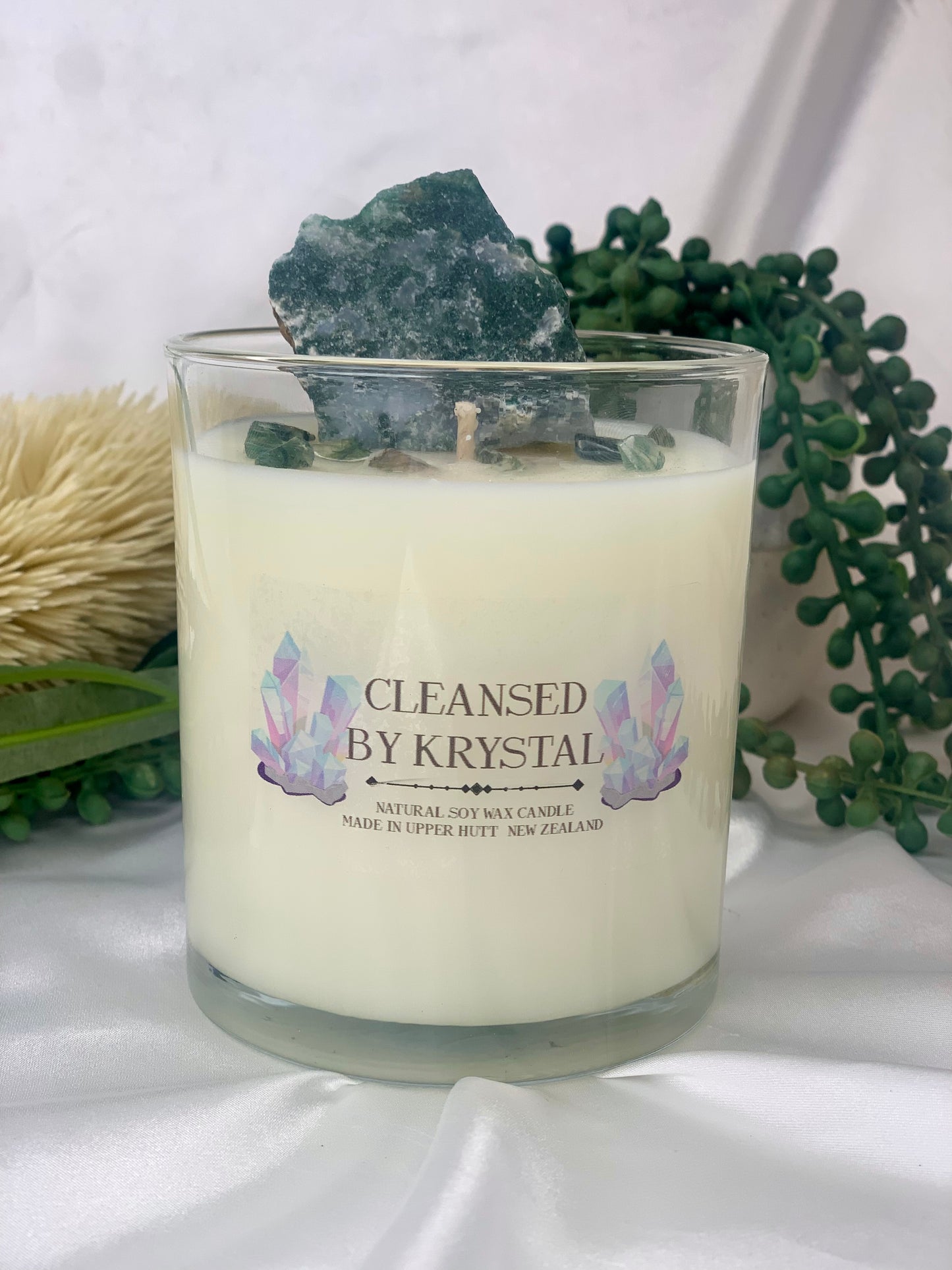 Tree Agate Crystal Candle