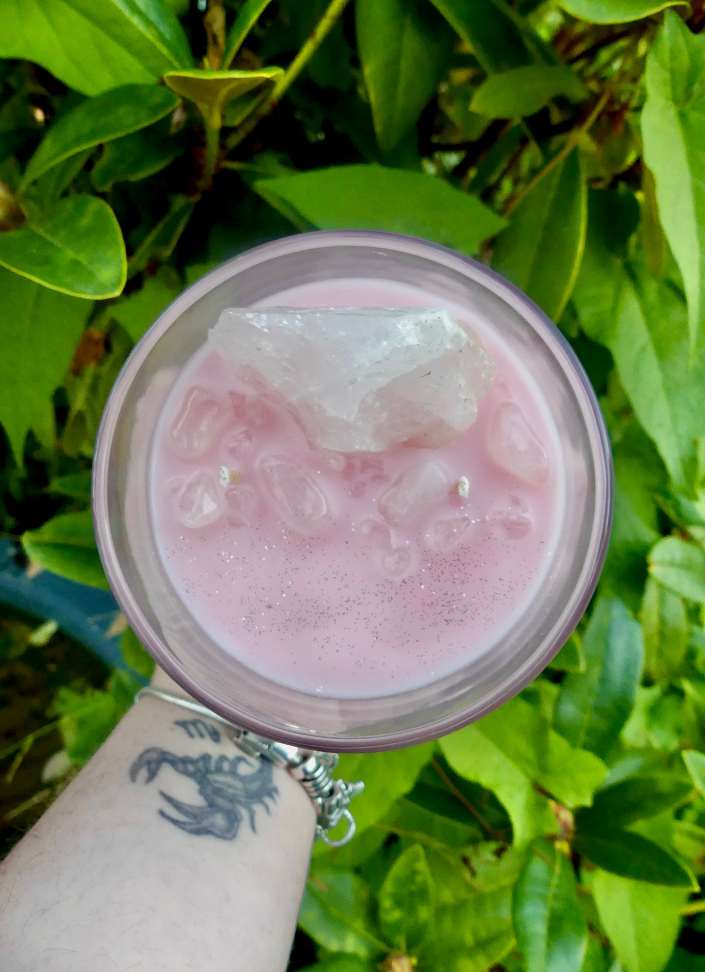 Rose Quartz Crystal Candle