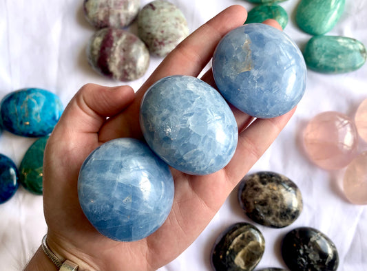 Blue Calcite Palm Stones